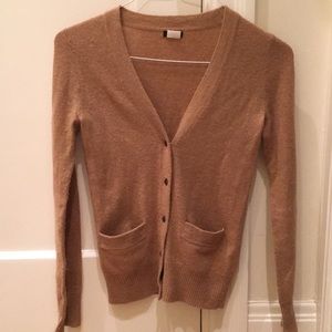 J.Crew wool cardigan in camel color.